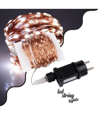 85846 Διακοσμητική Γιρλάντα 32 Μέτρα με Controller 8 Προγραμμάτων Εναλλαγών Φωτισμού - 300 LED 3.6W AC 230V με Χάλκινο Καλώδιο & Πρίζα Schuko Αδιάβροχη IP44 Ψυχρό Λευκό 6000K Μ32m